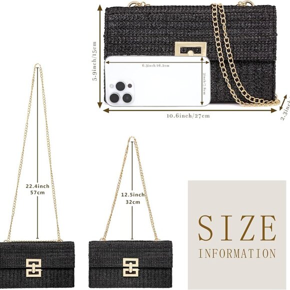 Lightweight Summer Straw Clutch with Reinforced Chain - Trendy Women’s Accessory - Picture 4 of 6